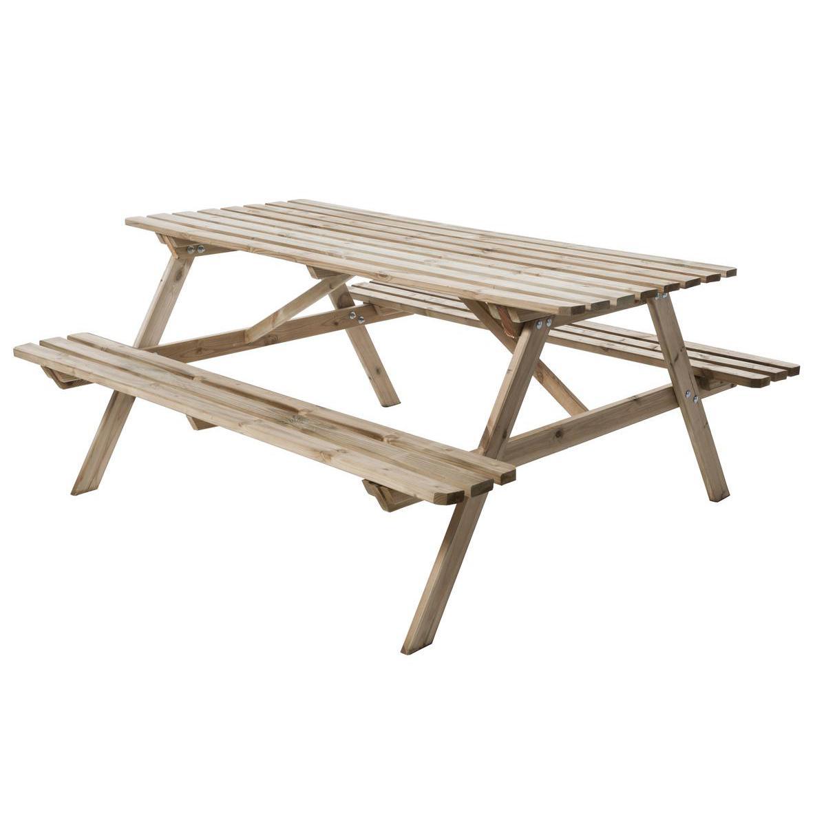 Table de pique-nique en pin - 165 x 70 x H 72 cm - beige