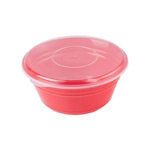 Lot de 3 boîtes rondes avec couvercles - Plastique - 15 x 20 x 28 cm - Rouge