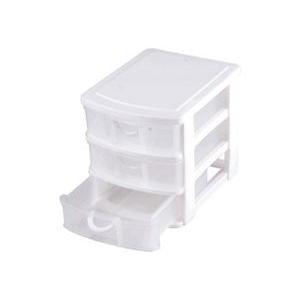 Tour de rangement 3 tiroirs - Plastique - 19 x 15 x H 16 cm - Blanc