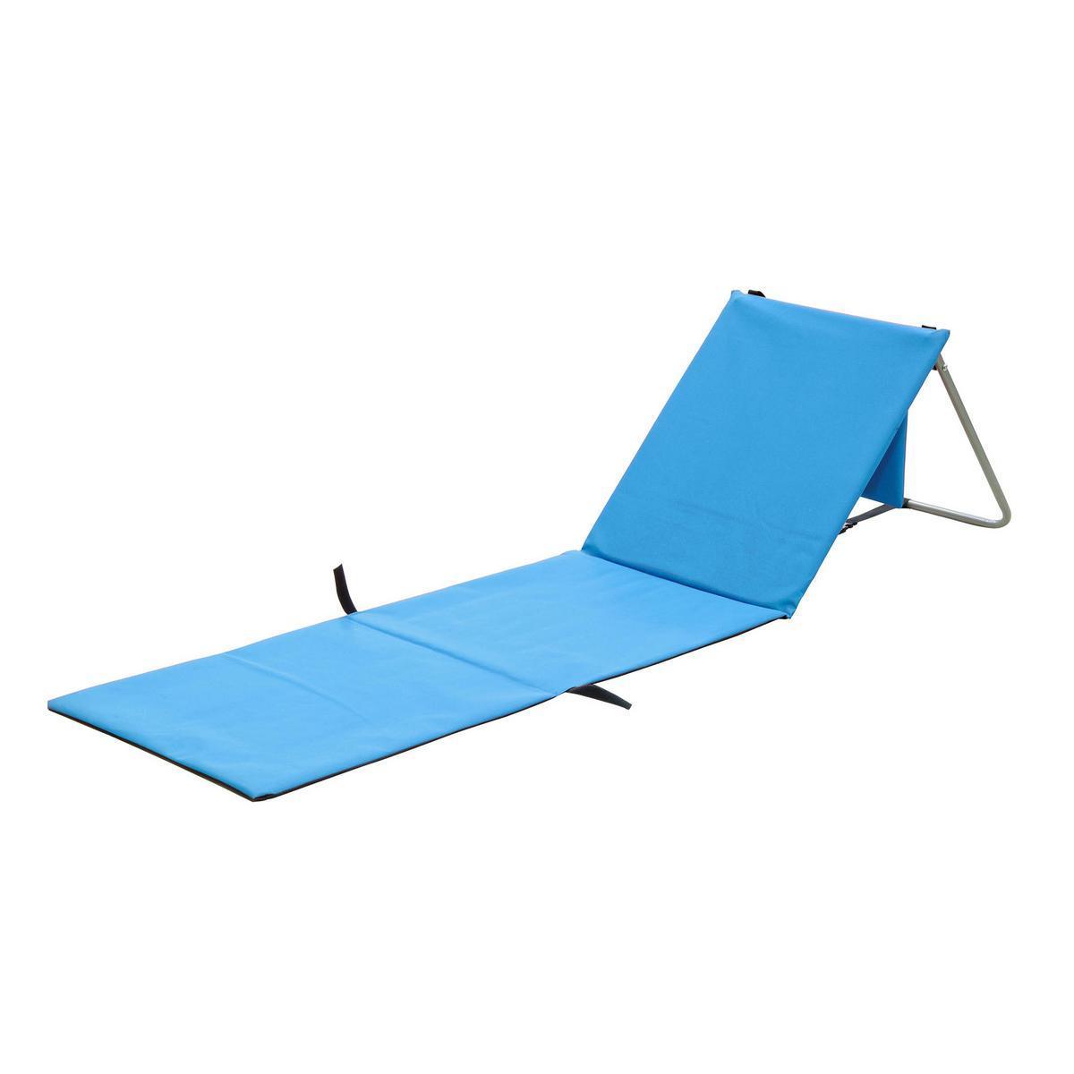 Matelas de plage avec dossier - Polyester et acier - 140 x 51 cm - Bleu