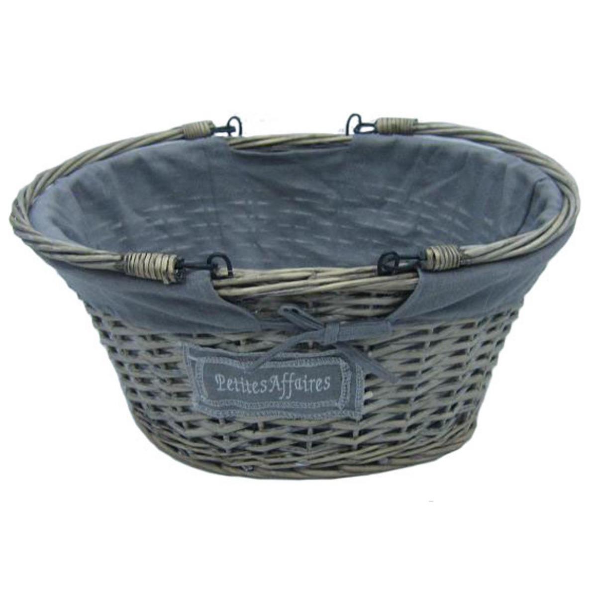 Panier ovale - Osier - 41 x 32 x H 20 cm - Gris