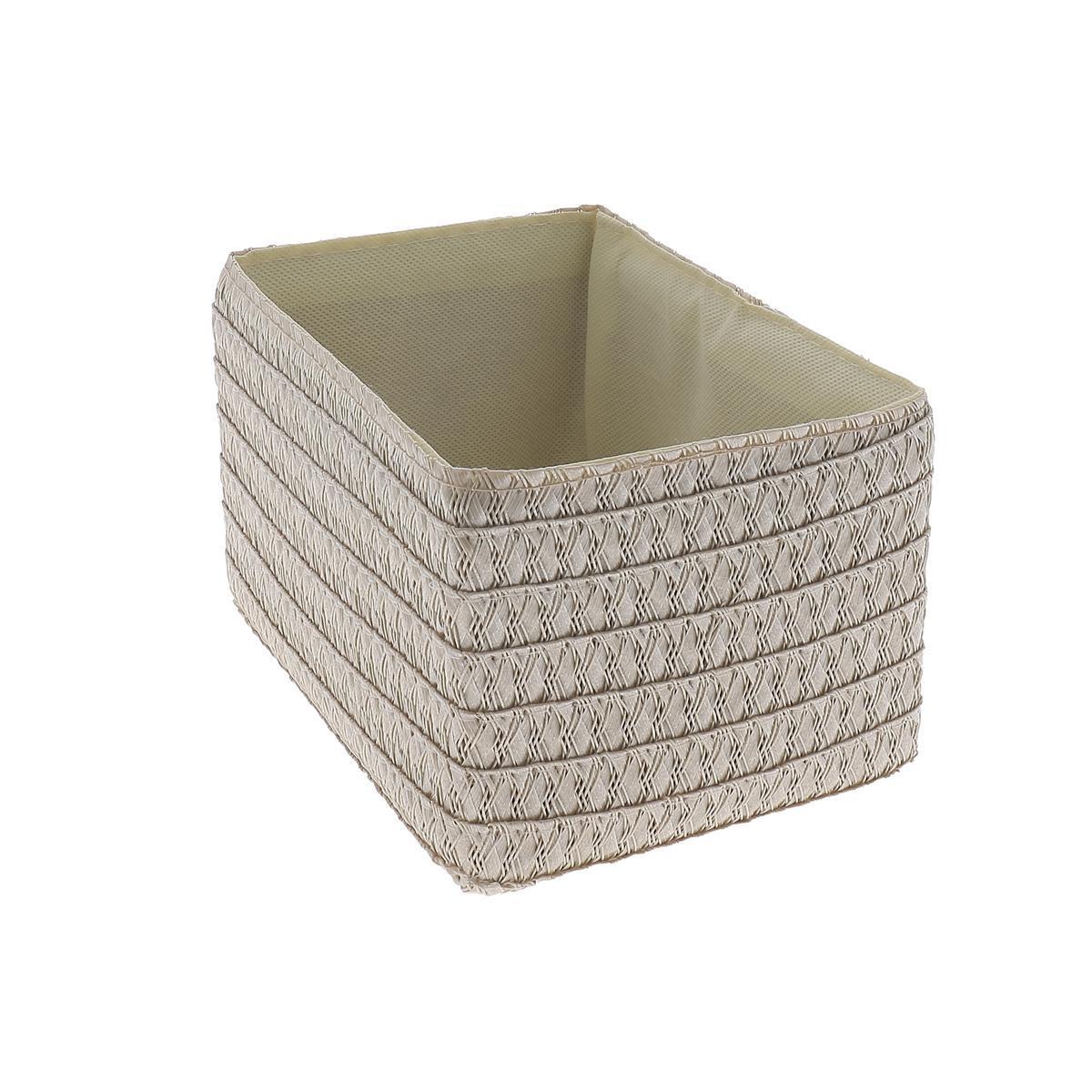 Panier effet paille - 19 x 14 x 12 cm - Gris, blanc