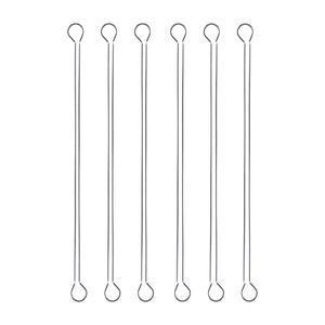 Lot de 6 brochettes avec boucle - Inox - 26 cm - Gris