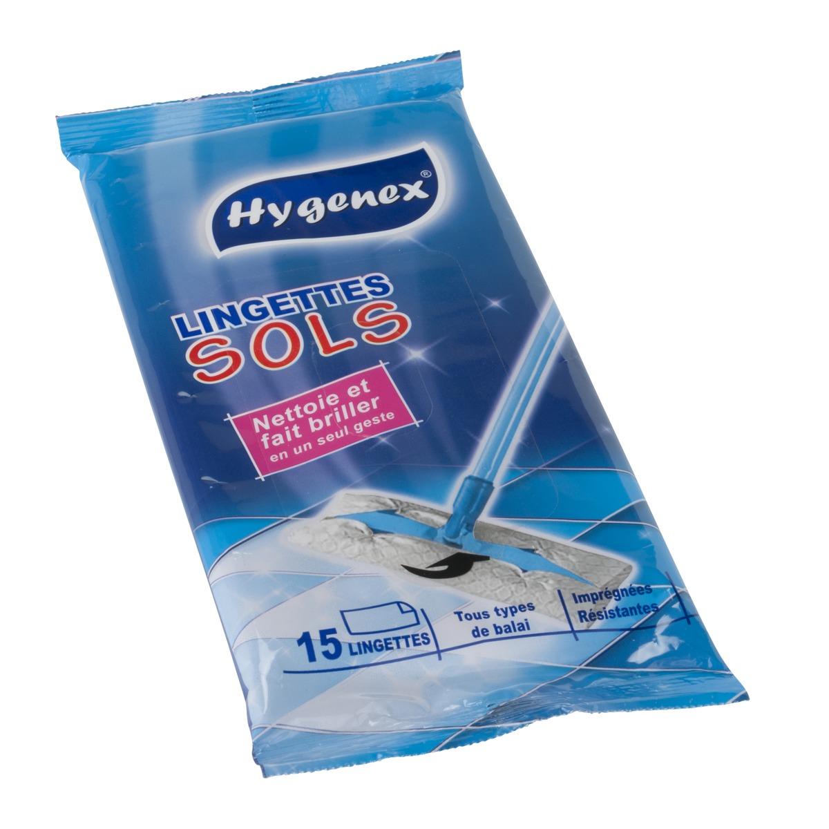 Lot de 15 lingettes de sols Hygenex - 28 x 24 cm - blanc