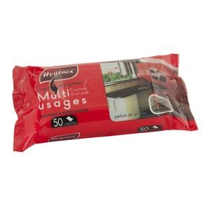 Lot de 50 lingettes multi-usages - 20 x 15 cm - blanc