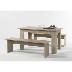 Ensemble table + 2 bancs - 138 x 80 x H 75 cm - Beige