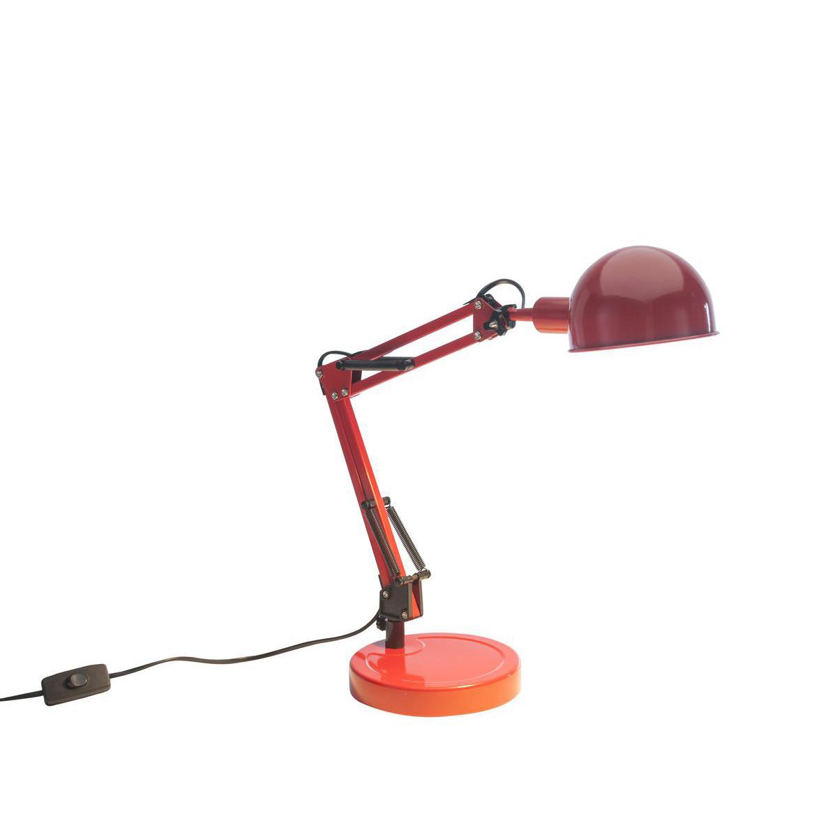 Lampe de bureau orientable Mick - Acier -16 x 44 x H 48 cm - Rouge