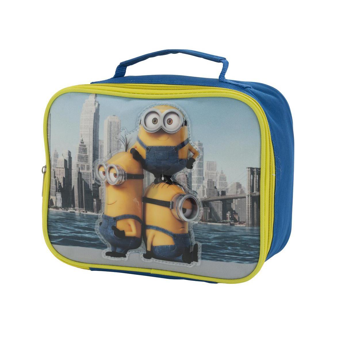 Sac pour repas motif Minions - 18 x 23 x 10 cm - Polyester - Bleu Jaune