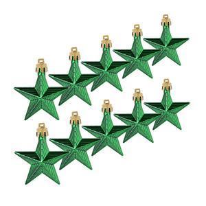 Lot de 10 suspensions étoiles - Plastique - 6 x 10 cm - Vert