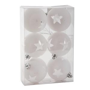 6 boules étoiles - ø 6 cm - Transparent, blanc