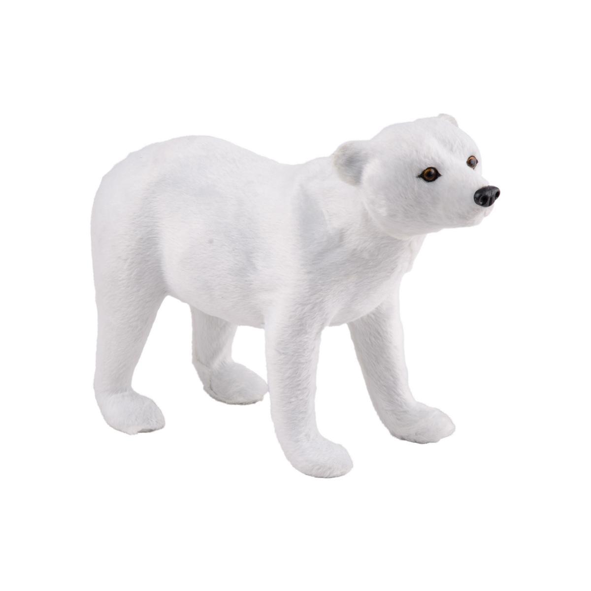 Ours polaire - Plastique et pelage - 25 x 8 x H 19 cm - Blanc
