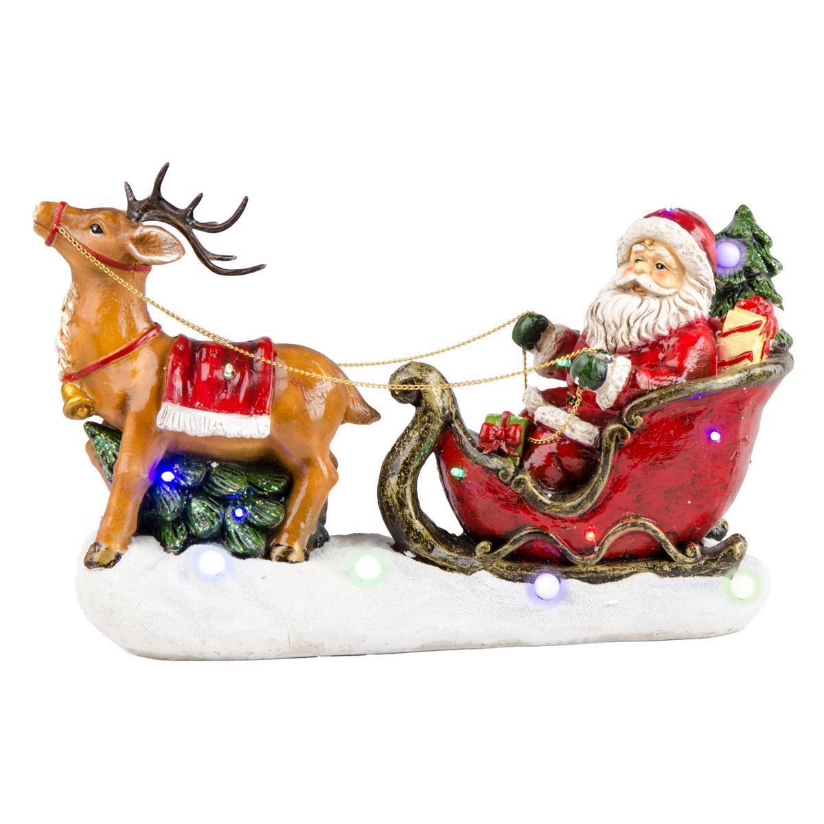 Père Noël traineau LED - Magnésie - 53 x 18 x H 37 cm - Multicolore