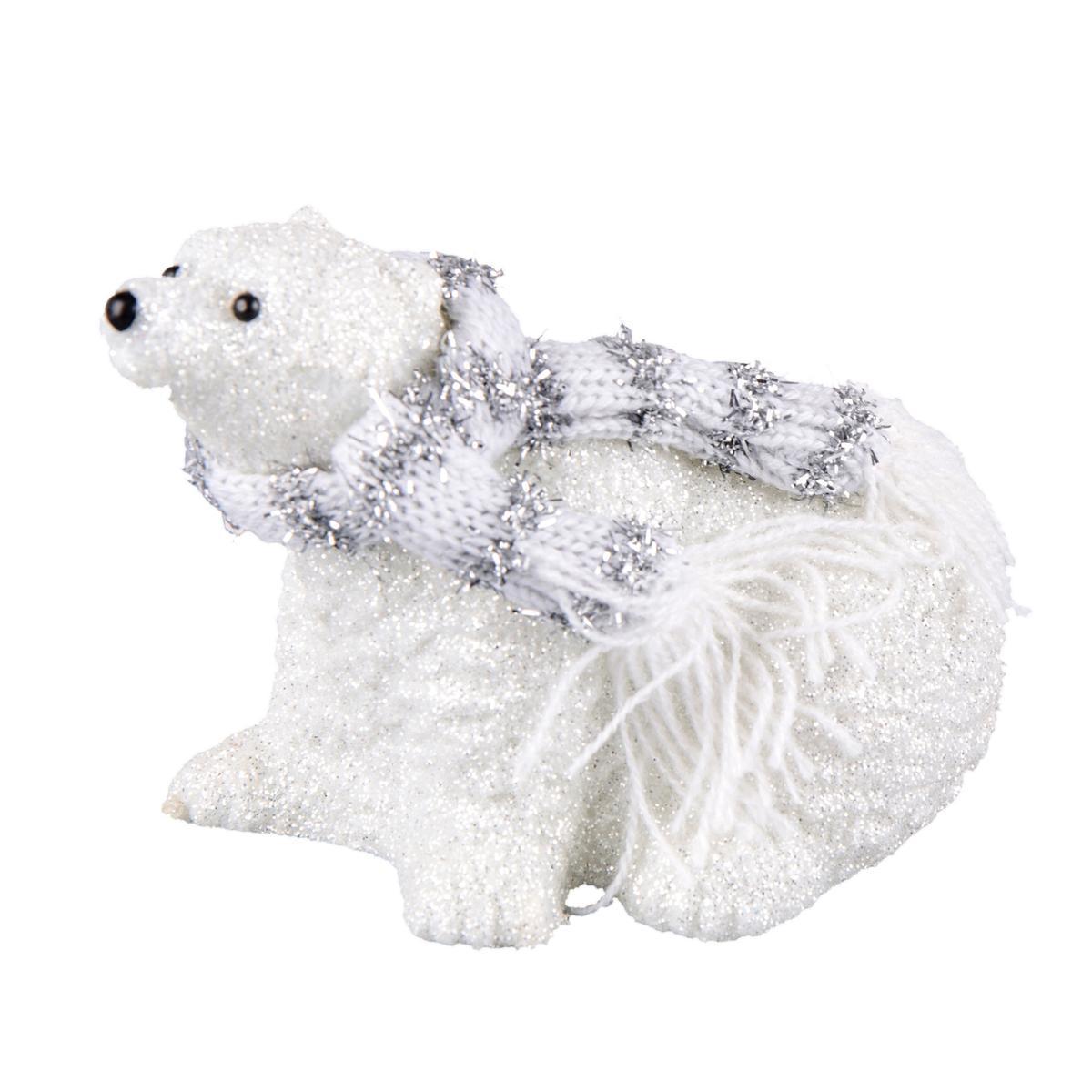 Suspension ours polaire à écharpe - 7 x 10.5 x 7 cm - Blanc