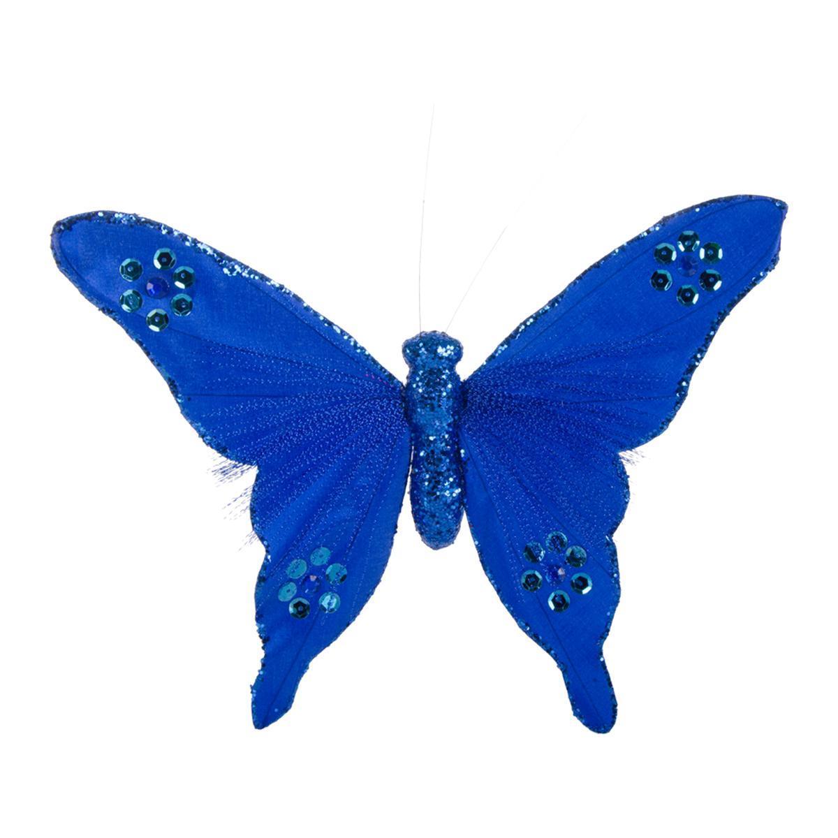 Pince papillon - Polystyrène et tissu - 26 cm - Bleu