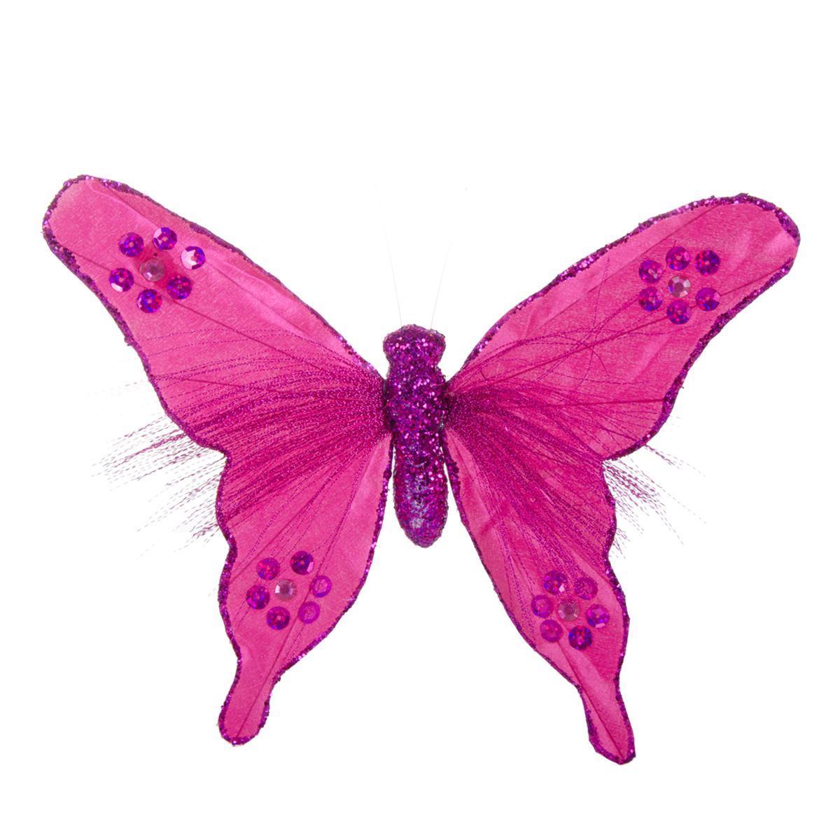 Pince papillon - Polystyrène et tissu - 20 x 26 x H 3 cm - Rouge