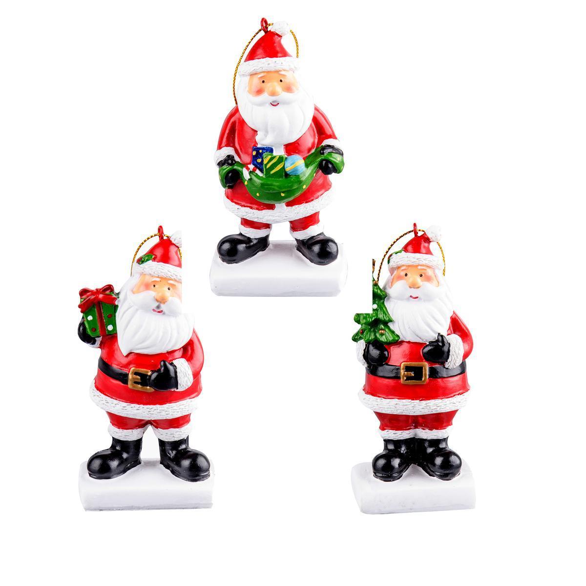 Suspension Père Noël - Polyrésine - 5 x 3,8 x H 10,8 cm - Différents modèles au choix