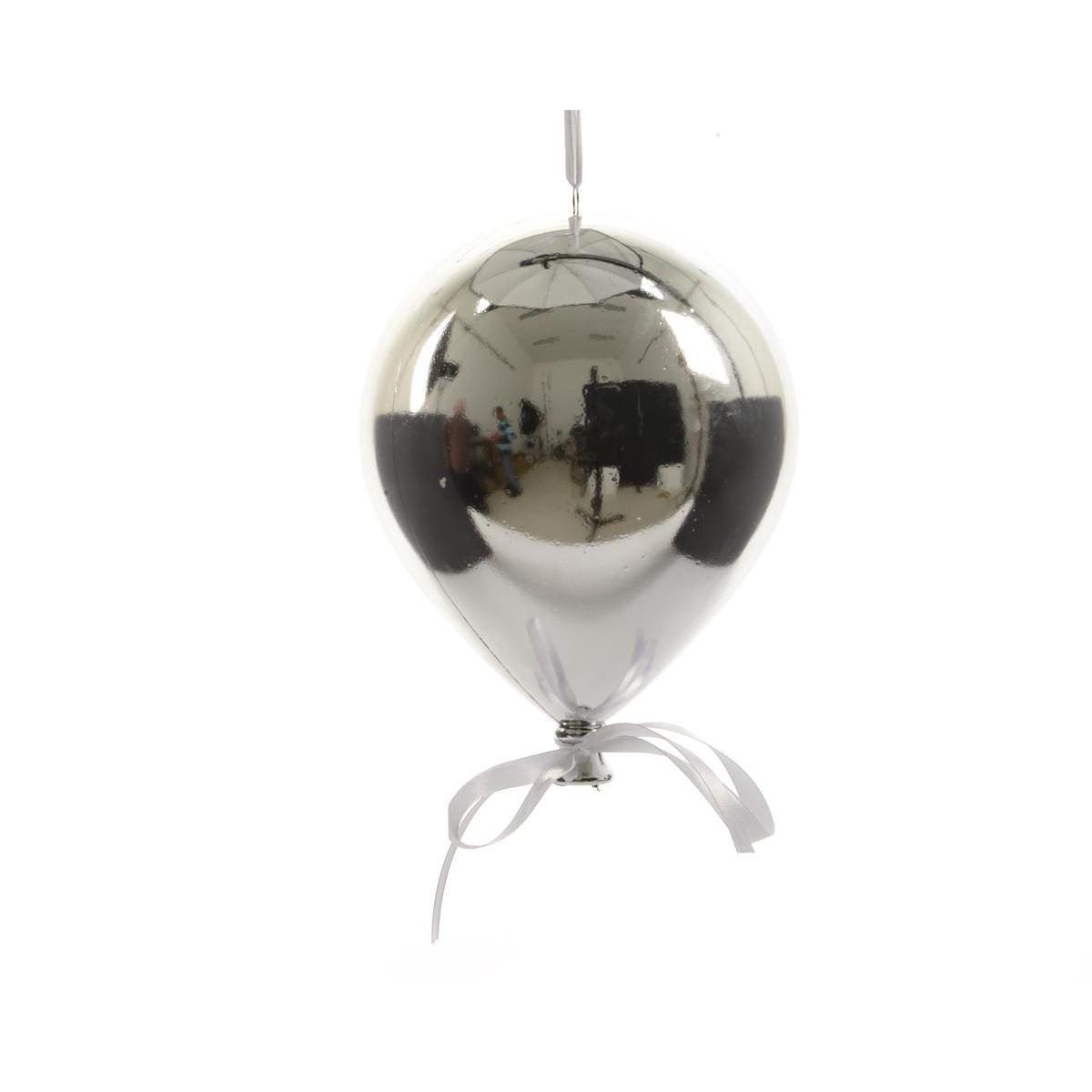 Suspension ballon - Plastique - Ø 15 x H 20 cm - Argent