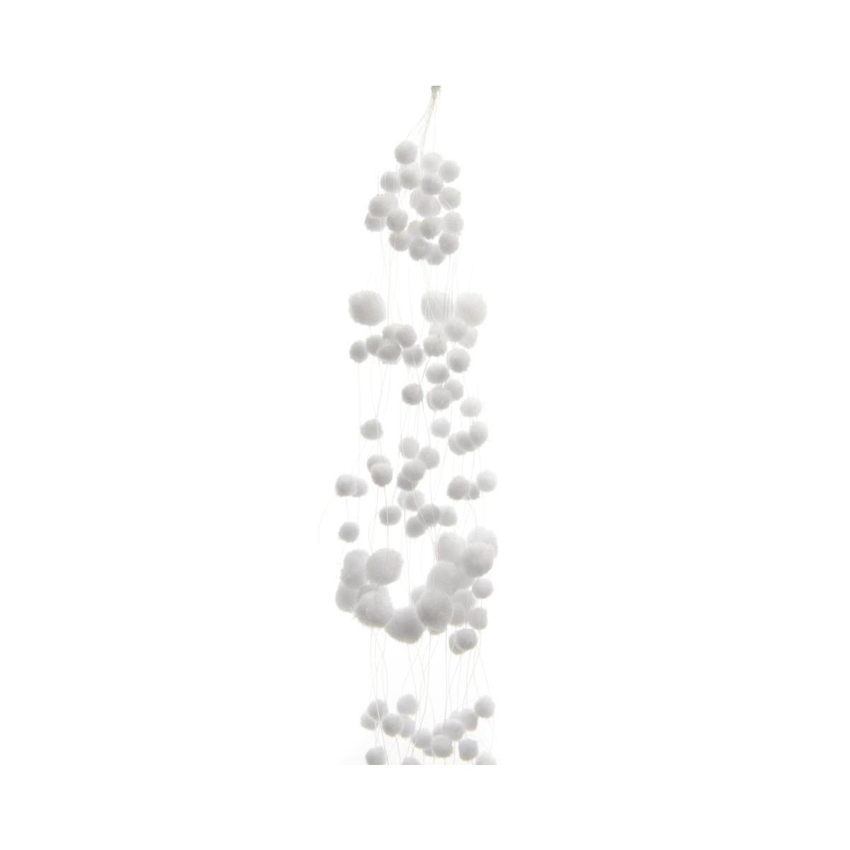 Guirlande boules de neige - Polyester - 1,35 m - Blanc