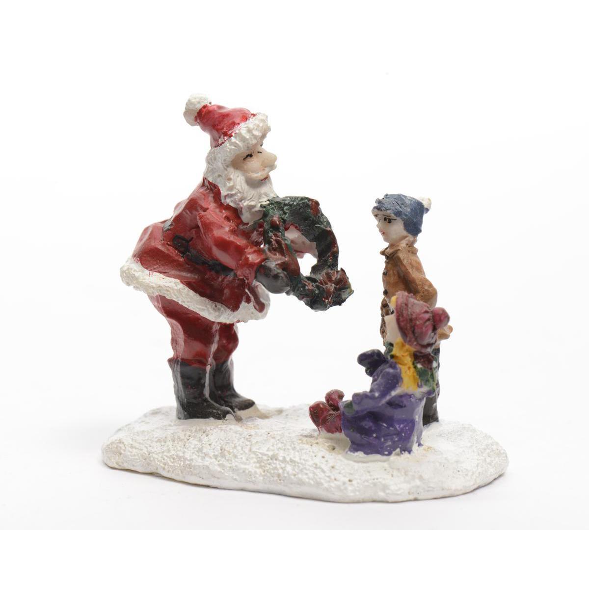 Père Noël et enfants - Plastique - 7,5 x 3,4 cm - Multicolore