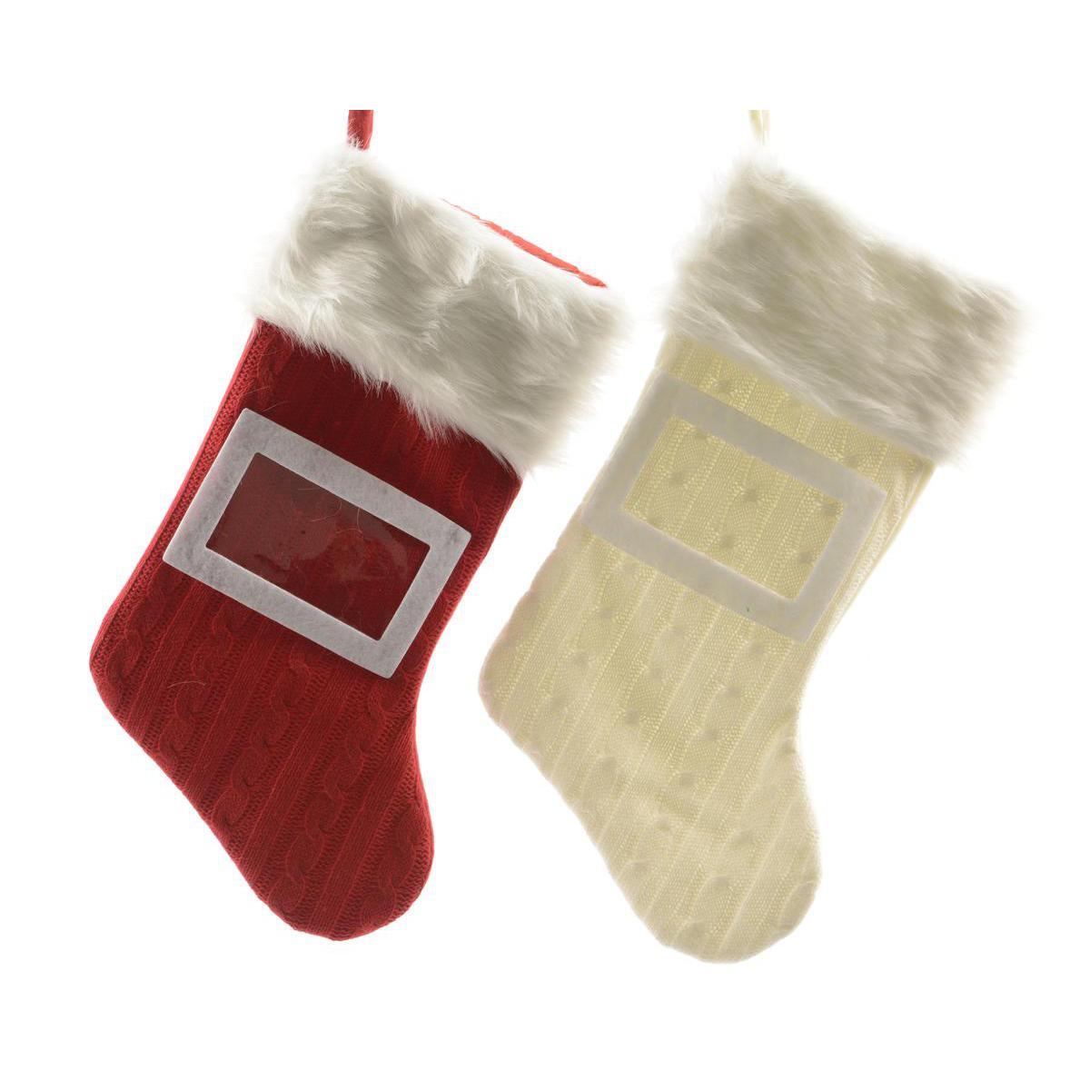 Suspension chaussette porte photo - Polyester - H 45 cm - Différents coloris
