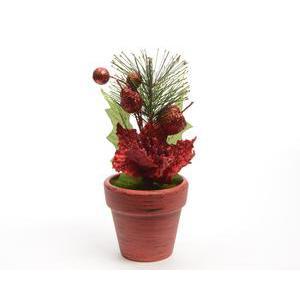 Composition en pot - PVC - Ø 6,5 x 16 cm - Rouge