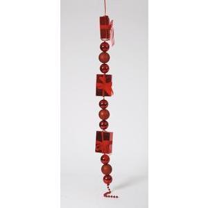 Suspension chaîne de boules et cadeaux - PVC - 1,5 m - Rouge