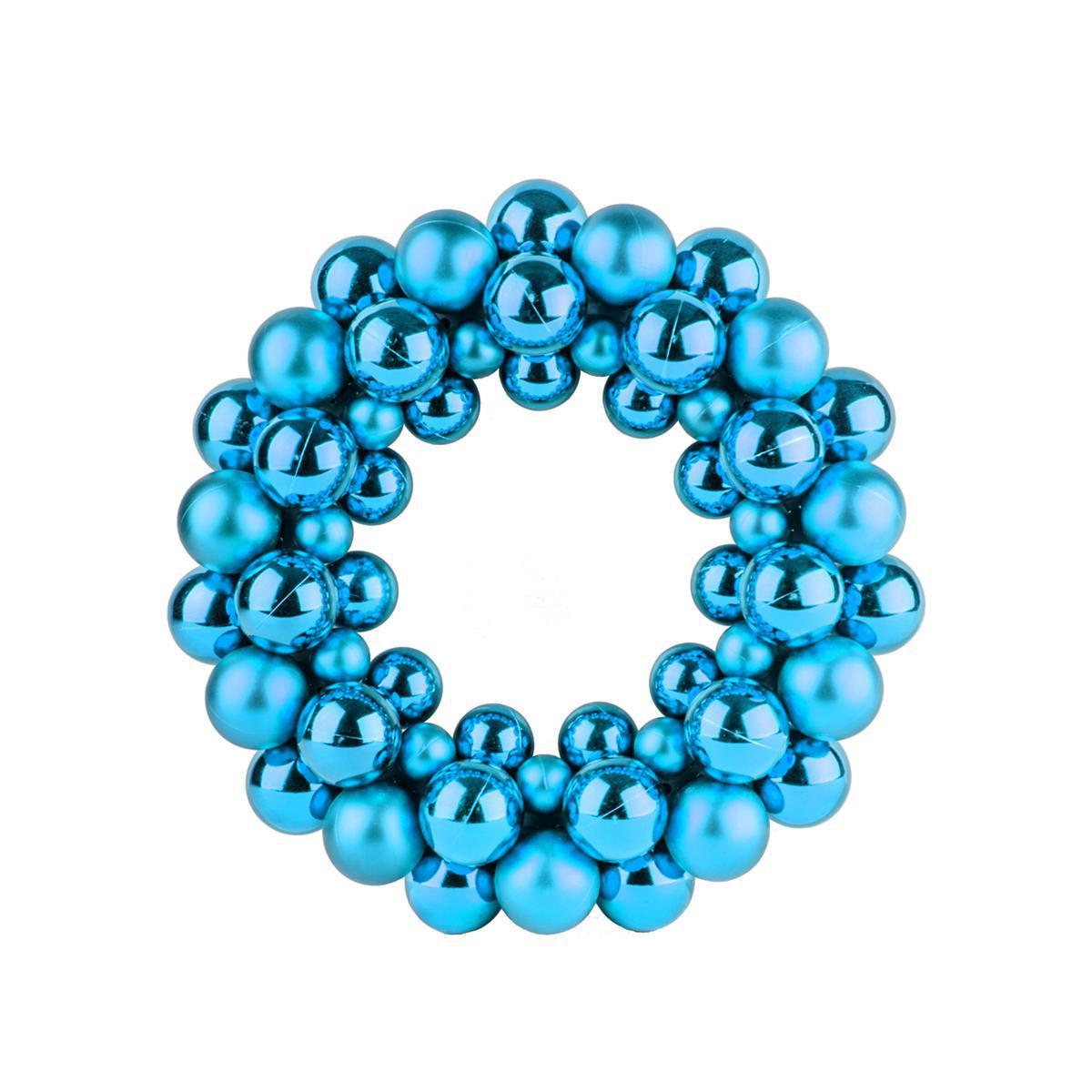 Couronne 55 boules - Plastique - Ø 35 cm - Bleu turquoise