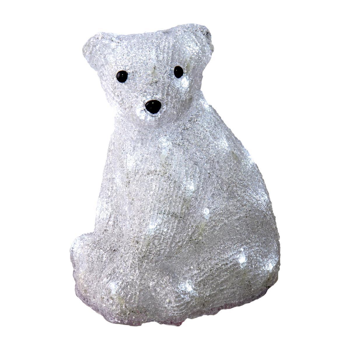 Ours polaire lumineux - 23,5 x 22,5 x H 31 cm - Blanc