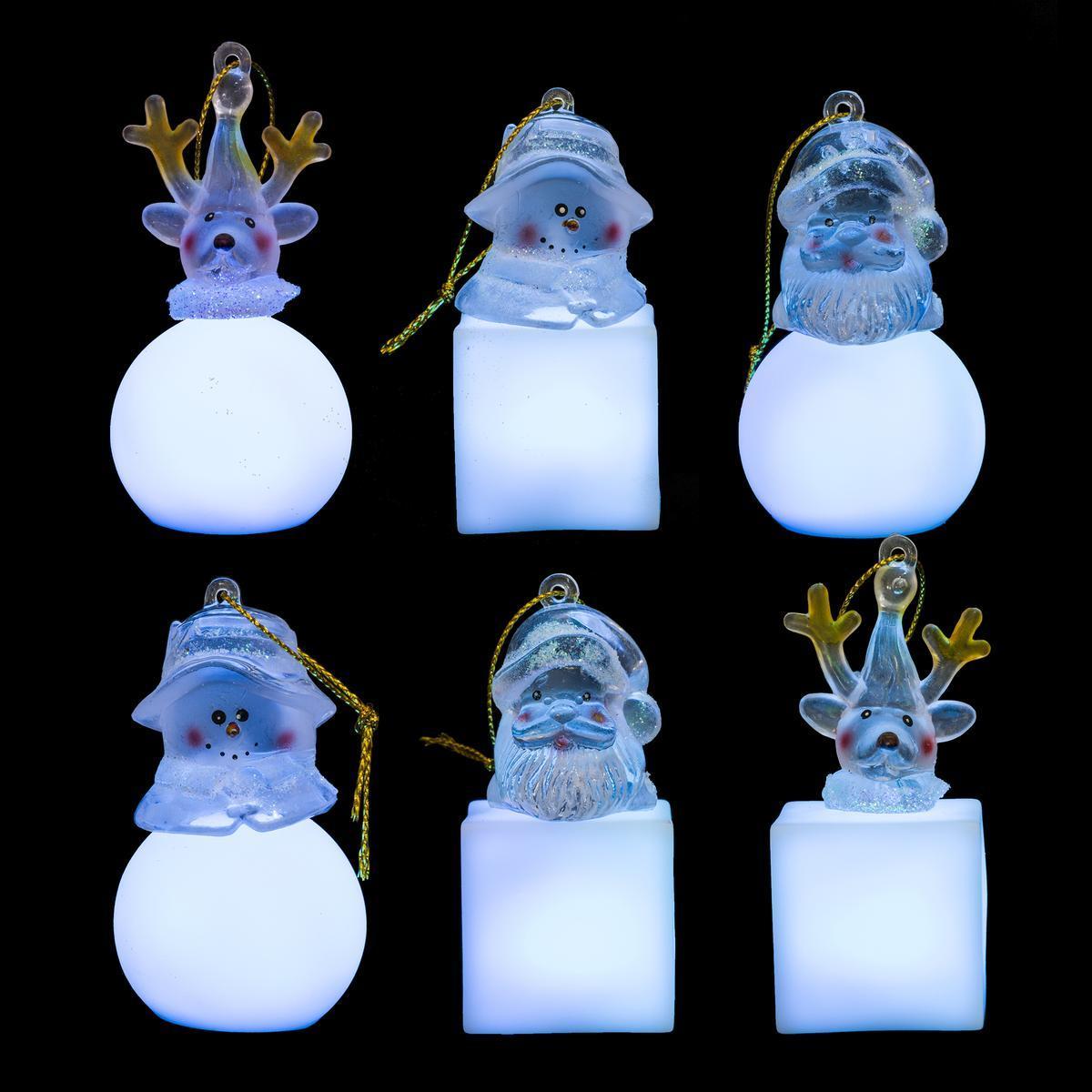 Suspension figurine LED - Electrique - H 7,5 cm - Blanc