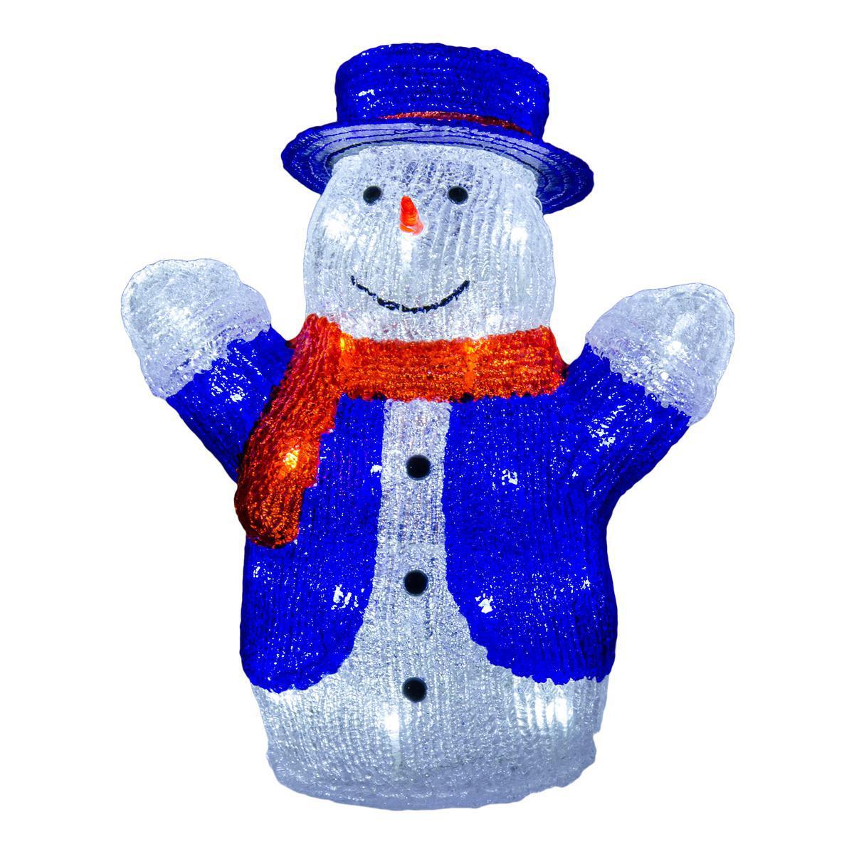 Bonhomme de neige électrique lumineux - 28 x 18 x H 33 cm - Multicolore