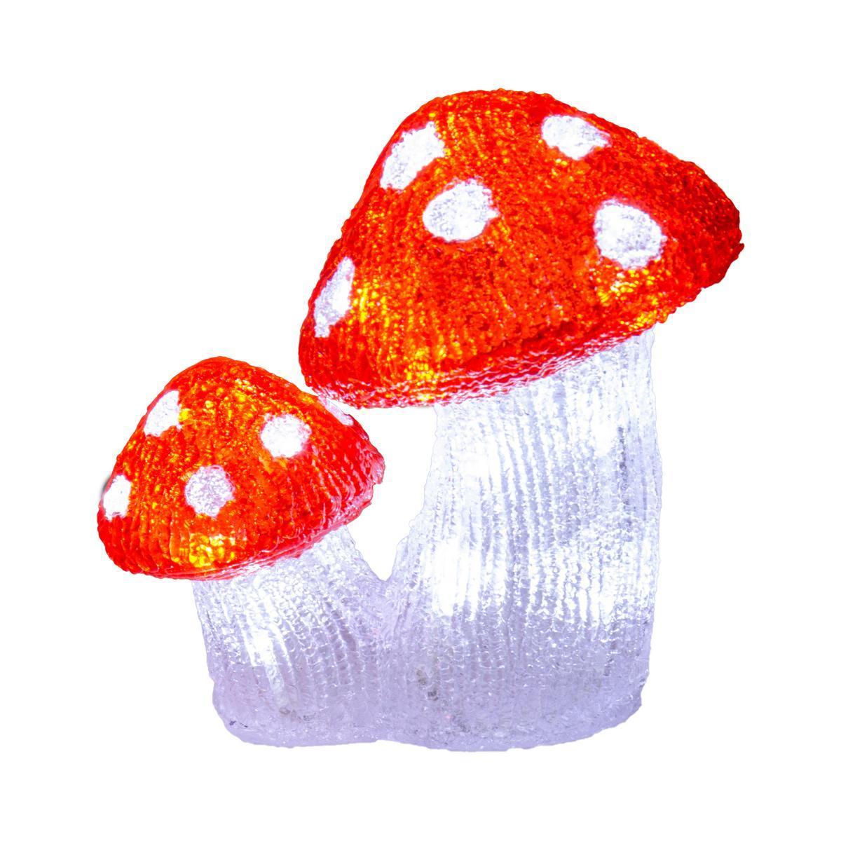 Champignon lumineux - 23 x 16 x H 22 cm - Multicolore