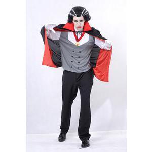 Déguisement vampire homme en polyester - Taille unique adulte - Noir et rouge