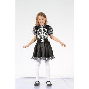 Déguisement squelette fille en polyester - 4 à 12 ans - Noir et blanc