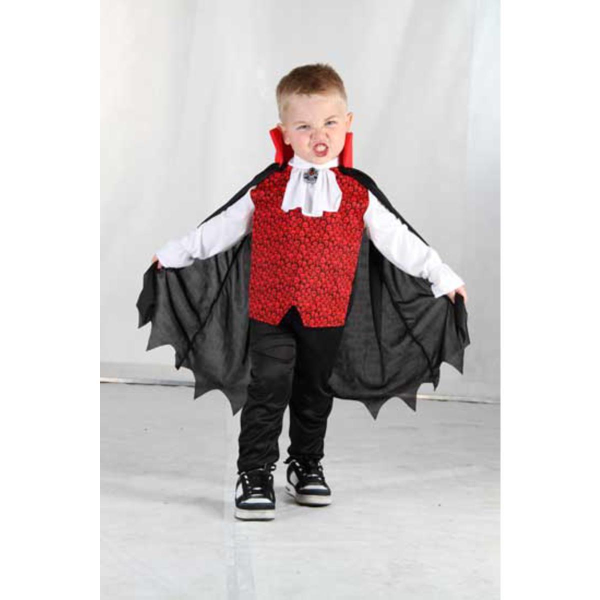 Déguisement mini vampire en polyester - 92 - 104 cm - Noir et rouge