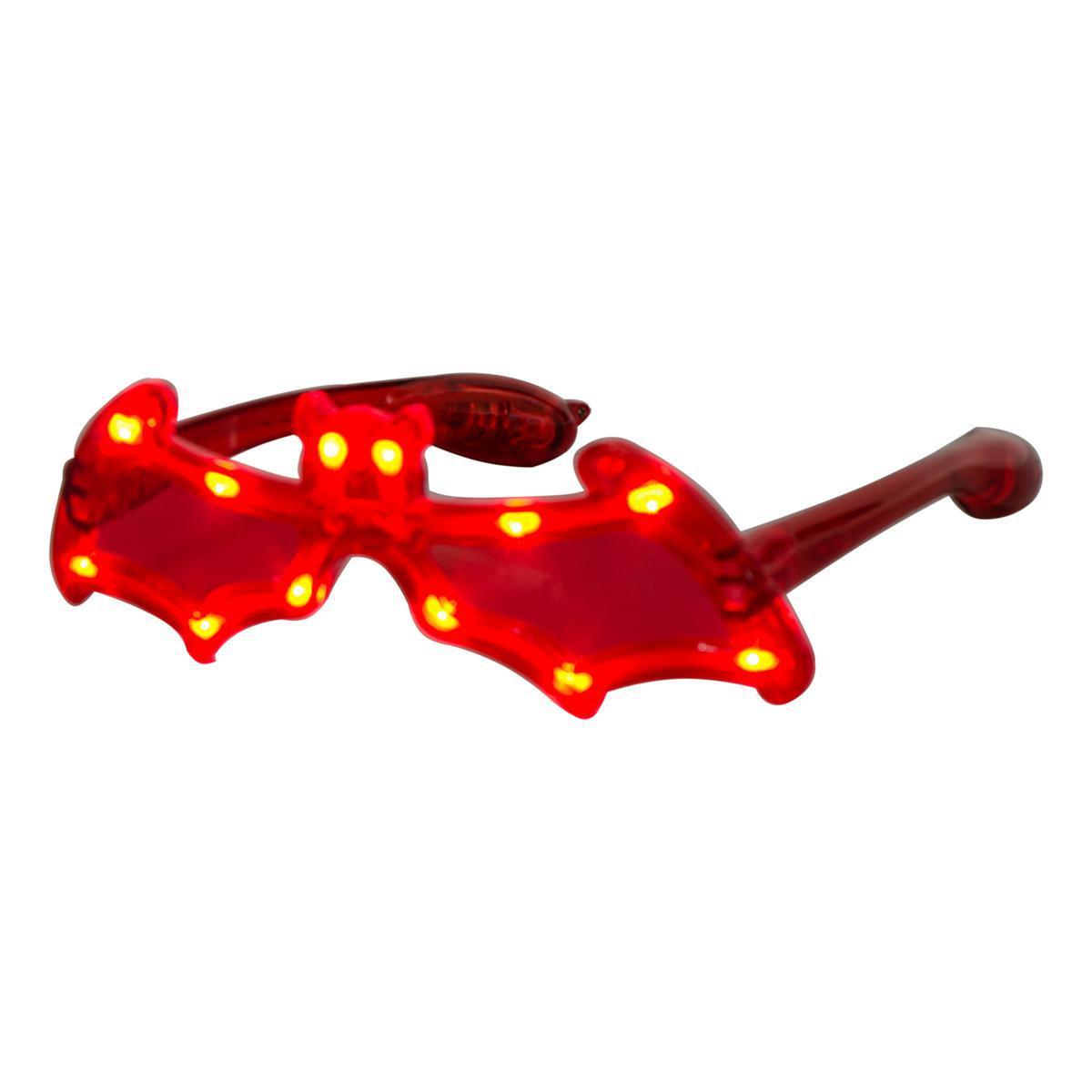 Lunettes 12 Led chauve-souris - Plastique - 16,5 x 6,2 x 15 cm - Violet, rouge ou noir