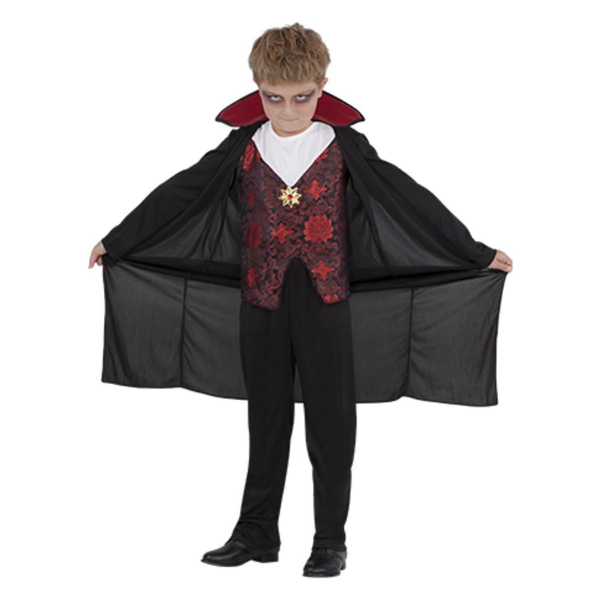 Déguisement vampire en polyester - 4 à 12 ans - Rouge et noir