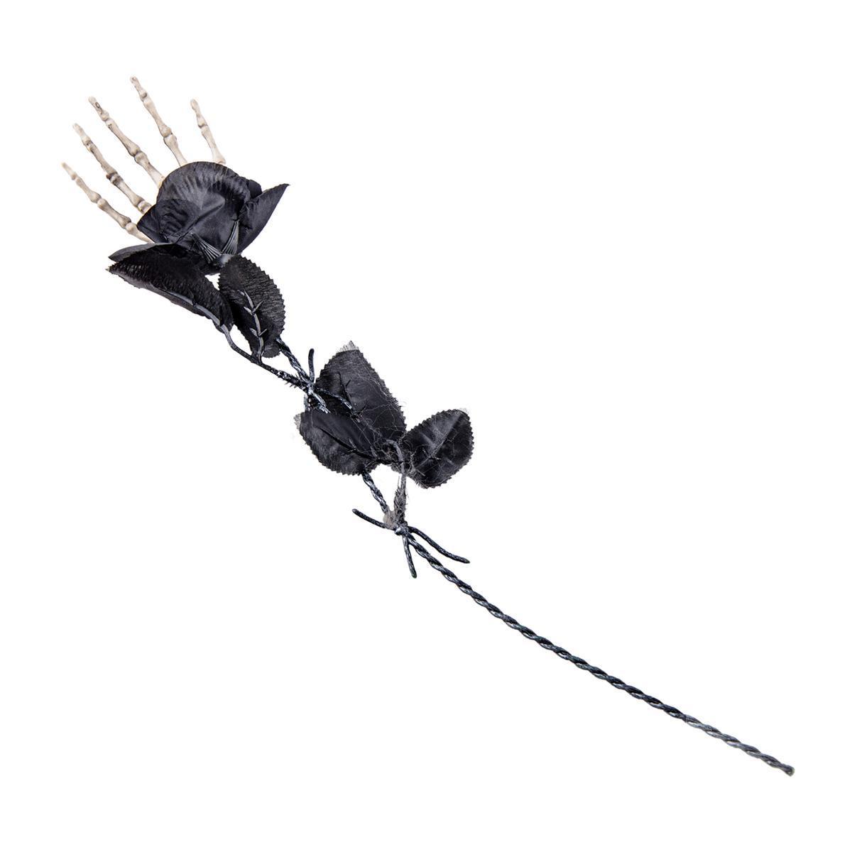 Rose noire en plastique et térylène - 43 x 6 cm - Noir