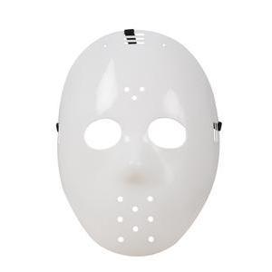 Masque de hockey dur pour adulte en plastique - 23,5 x 23,5 cm - Blanc