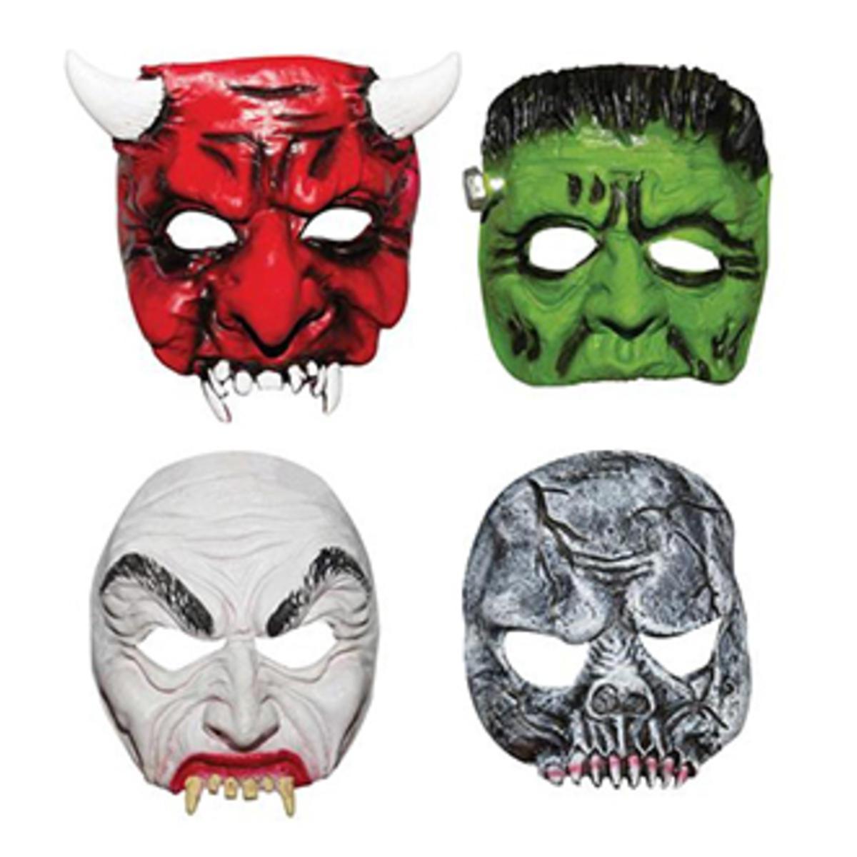 Masque adulte souple 1/2 visage - Différents modèles assortis - L 18 x H 0.5 x l 17 cm - Multicolore - PTIT CLOWN