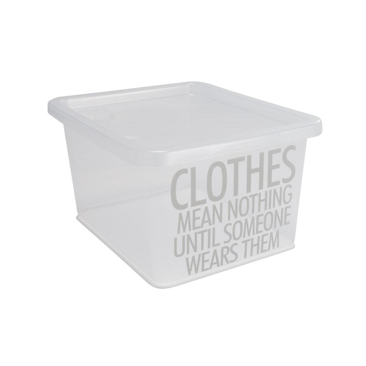 Box de rangement style écritures - Plastique - 41,6 x 35,2 x 17 cm - Blanc