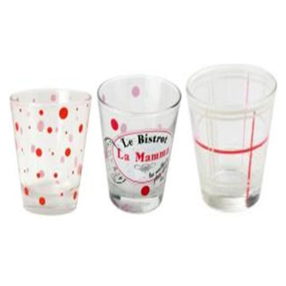 Lot de 3 gobelets Bistrot - Verre - 31 cl - Multicolore