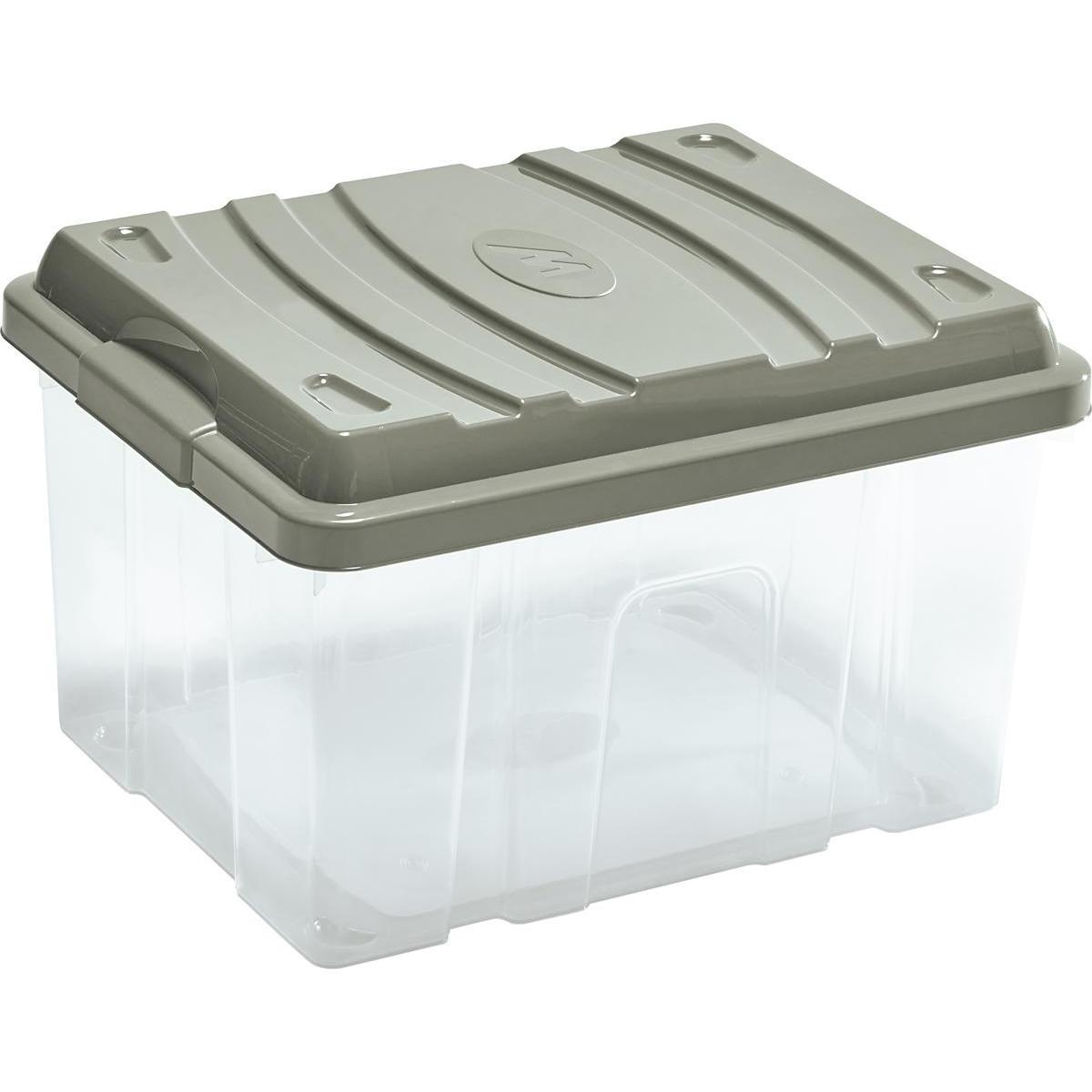 Box de rangement avec couvercle - Plastique - 46 x 37 x H 29 cm - Beige