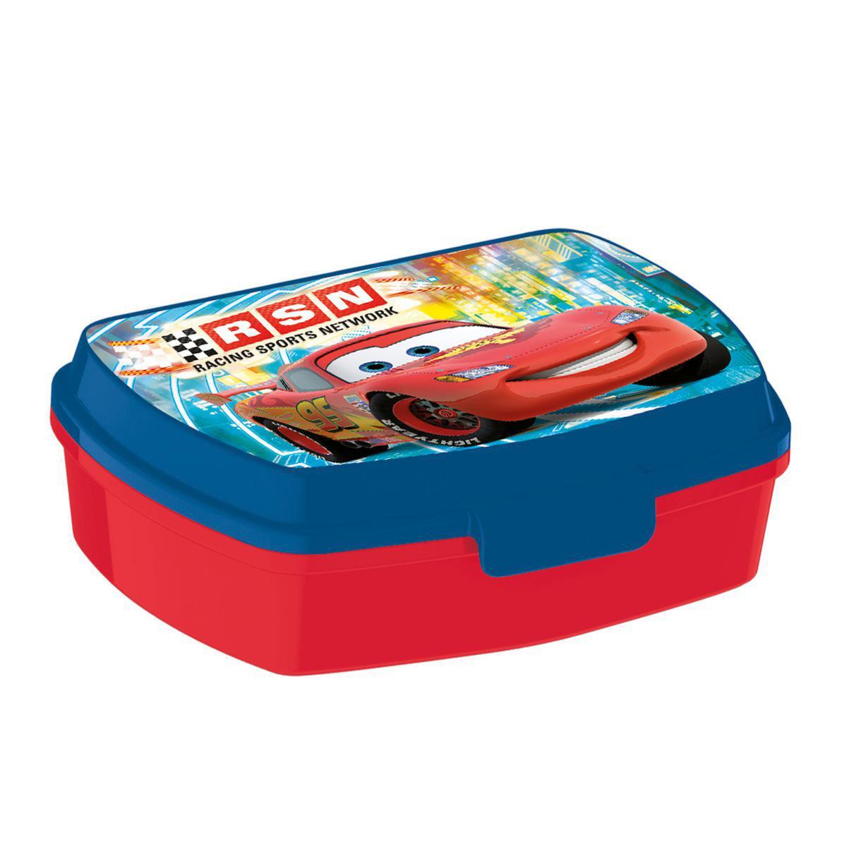 Boite à sandwich Cars - Polypropylène - 17 x 13 x 5 cm - Bleu et rouge