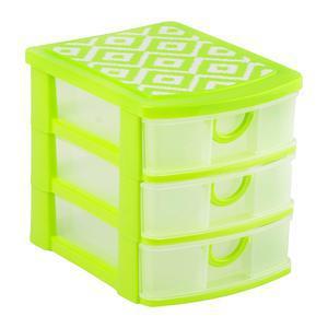 Tour de rangement 3 tiroirs - Plastique - 19 x 15 x 16 cm - Vert