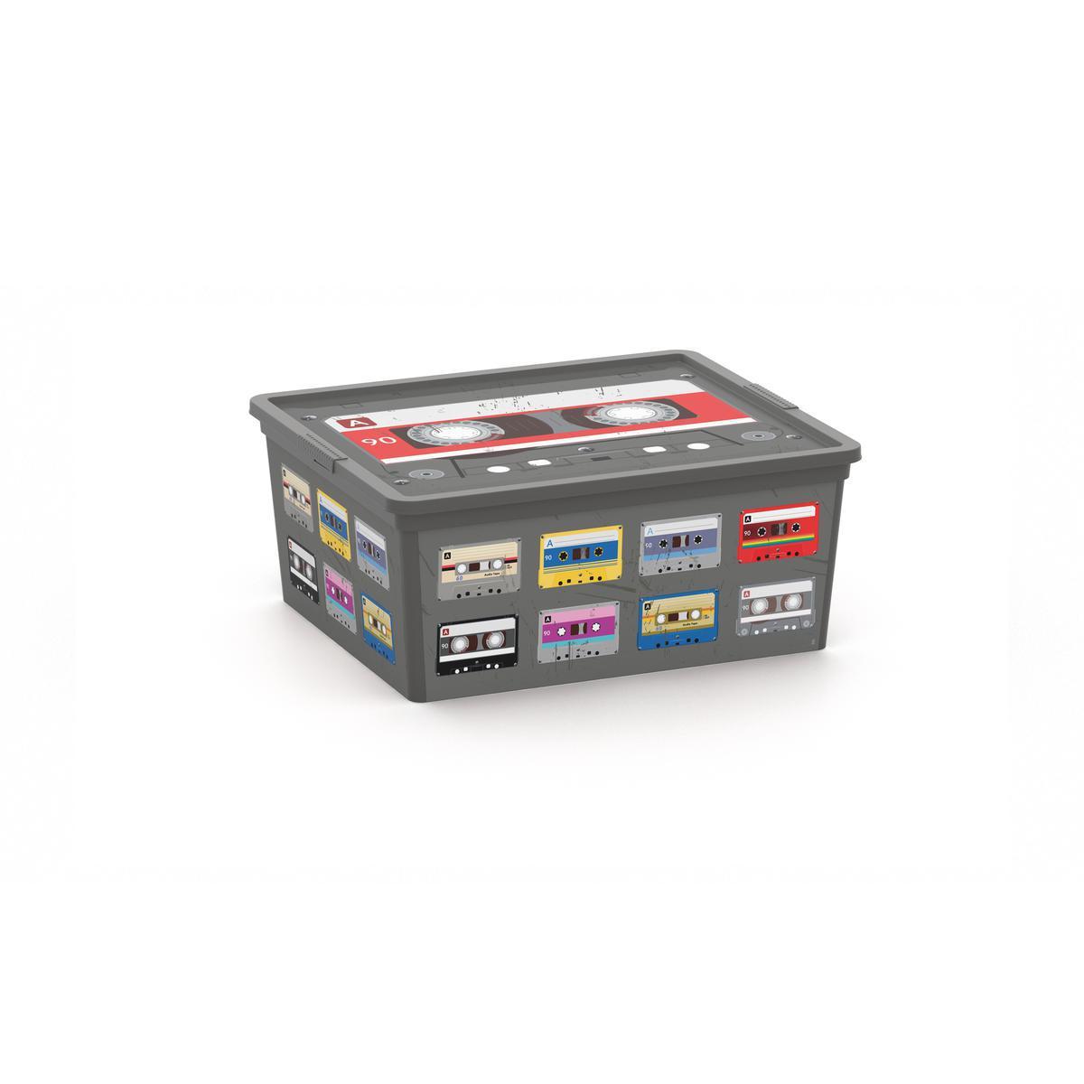 Box de rangement 18L Casettes - Plastique - 37 x 26 x 16,5 cm - Multicolore
