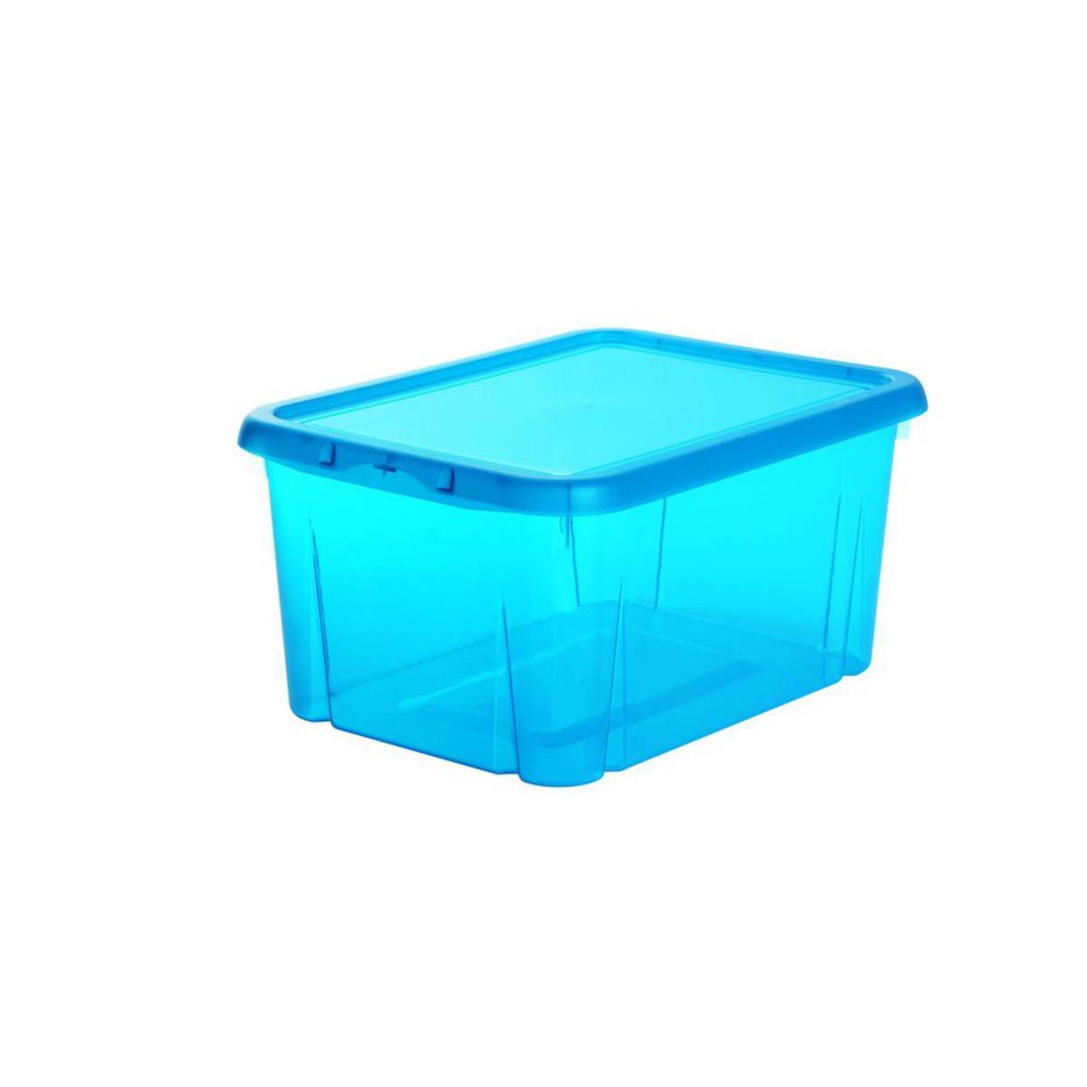 Box rangement avec couvercle 8L - Plastique - 25,5 x 18 x 12,7 cm - Bleu turquoise