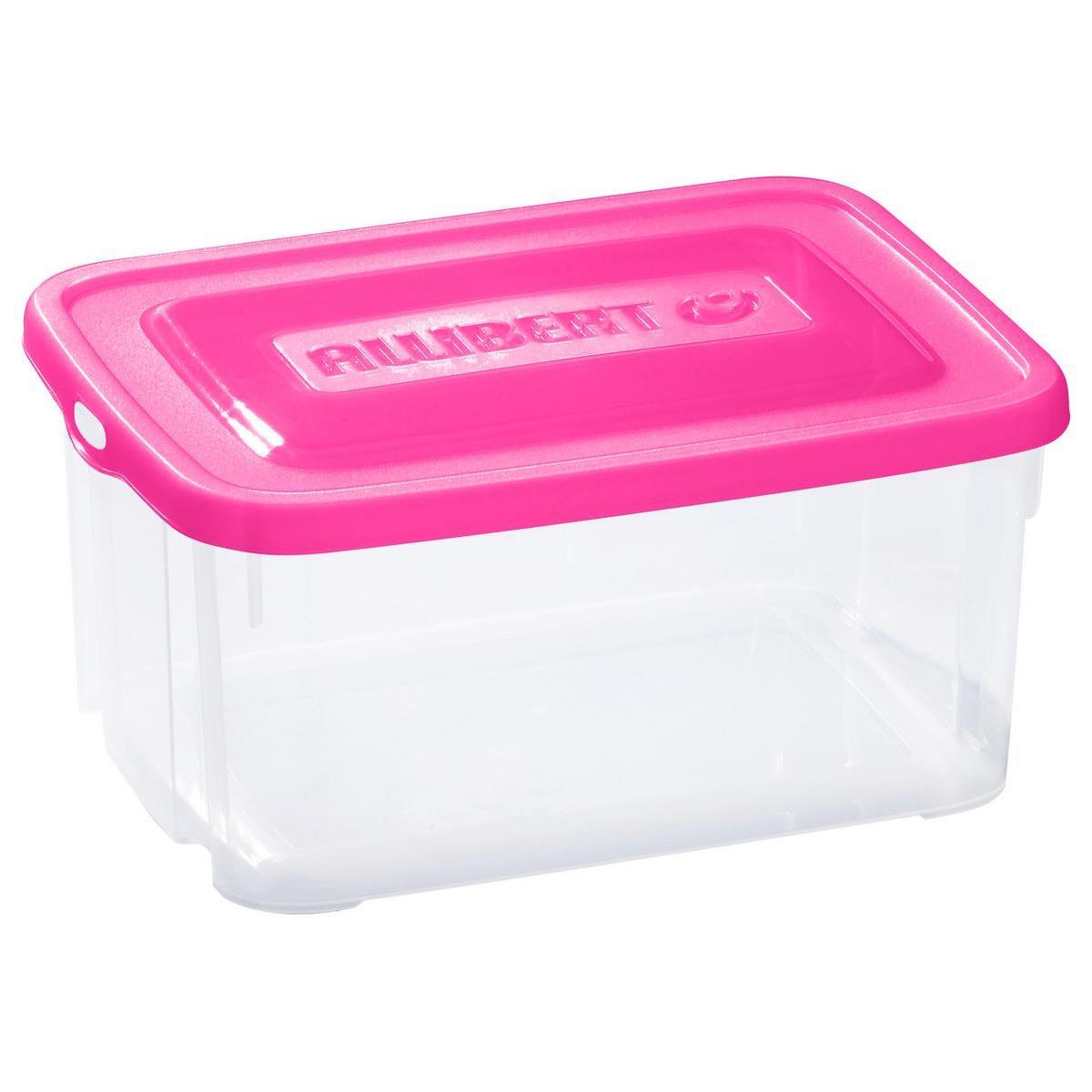 Box de rangement avec couvercle - Plastique - 29 x 21 x H 14 cm - Rose