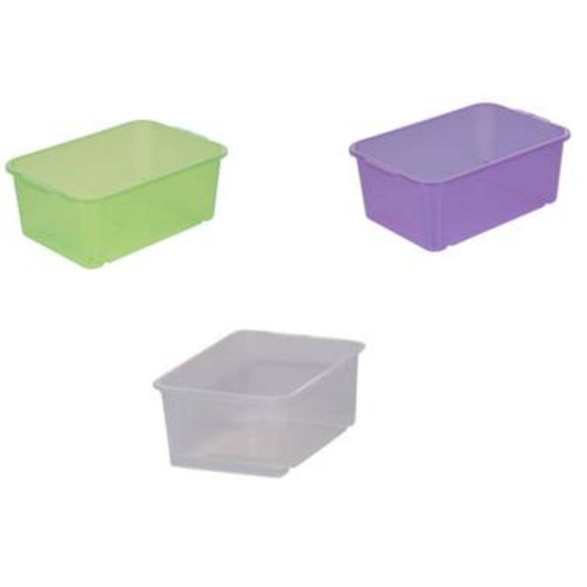 Mini box de rangement - Plastique - 30 x 20 x H 11 cm - Vert, violet ou blanc