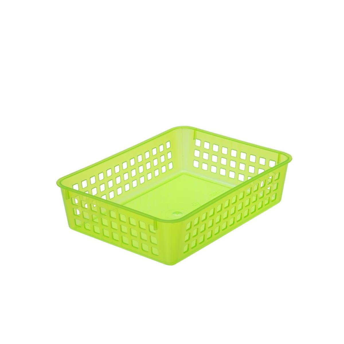 Panier empilable - Plastique - 24,5 x 18,5 x H 6 cm - Vert, violet ou blanc