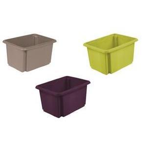 Box de rangement - Plastique - 38 x 28 x H 20 cm - Vert, prune ou taupe